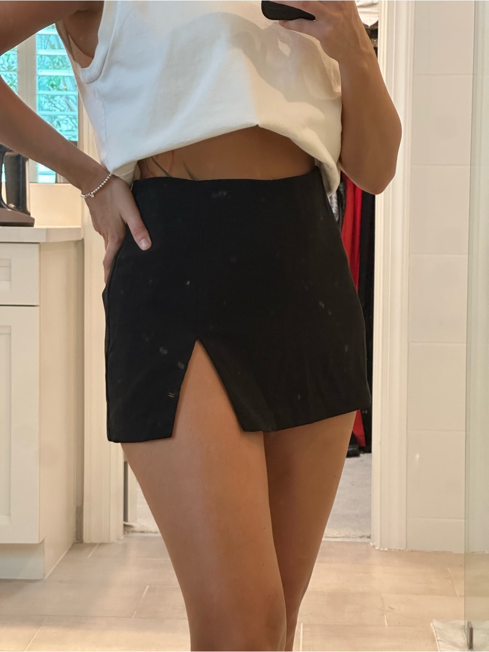 Amanda Uprichard Black Mini Skorts with Front Notch